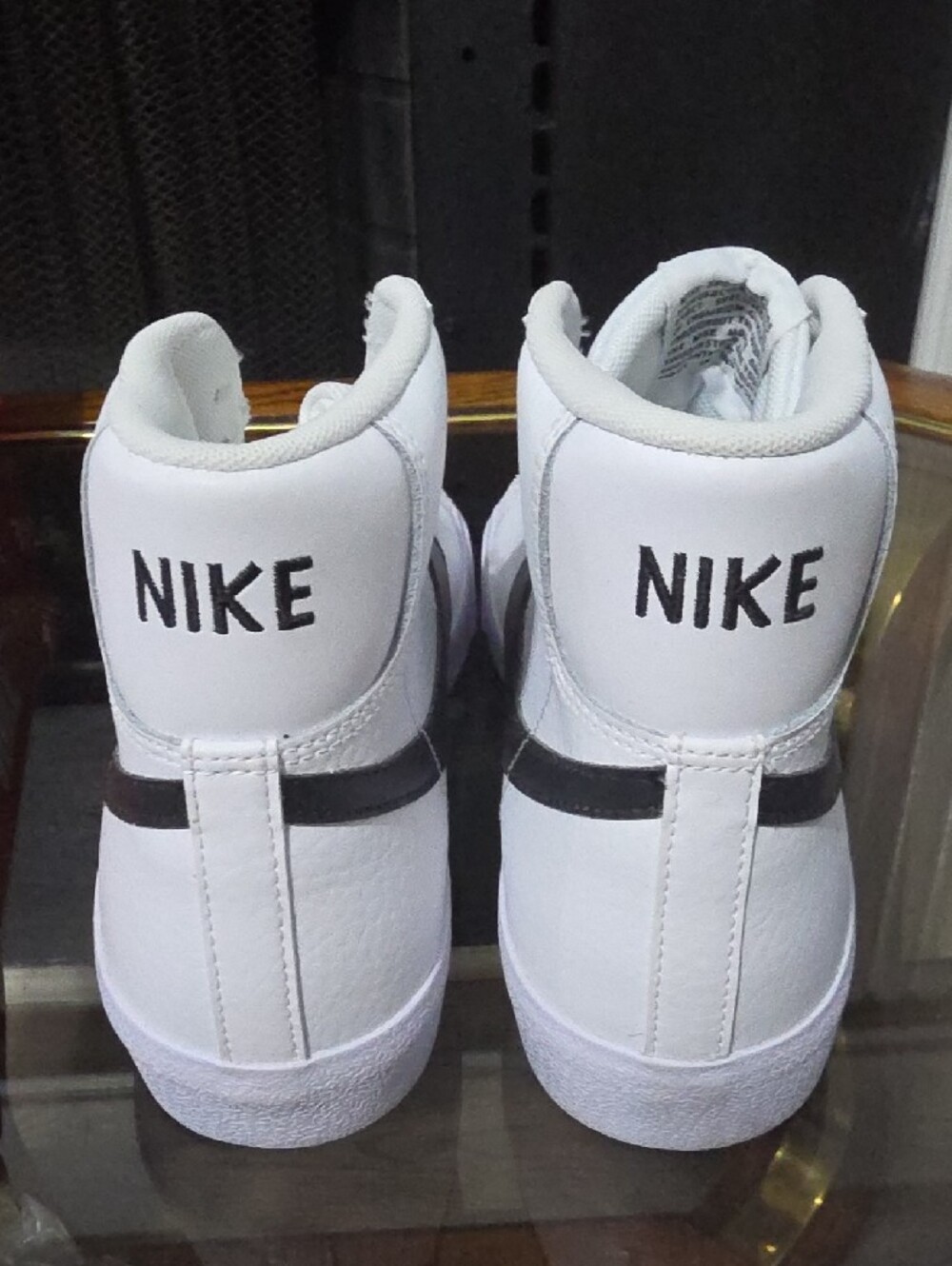 Nike Blazer Mid 77  White High-Top Sneakers with Black Swoosh and Red Logo - Picture 4 of 8